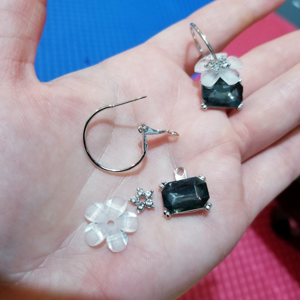 Cherry Blossom Flower Sparkly Rhinestone Hoop Drop - Picture 5 of 5